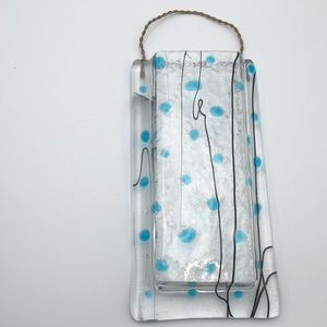 Vase- Latta’s Handcrafted Clear Glass w/Design Flower Vase